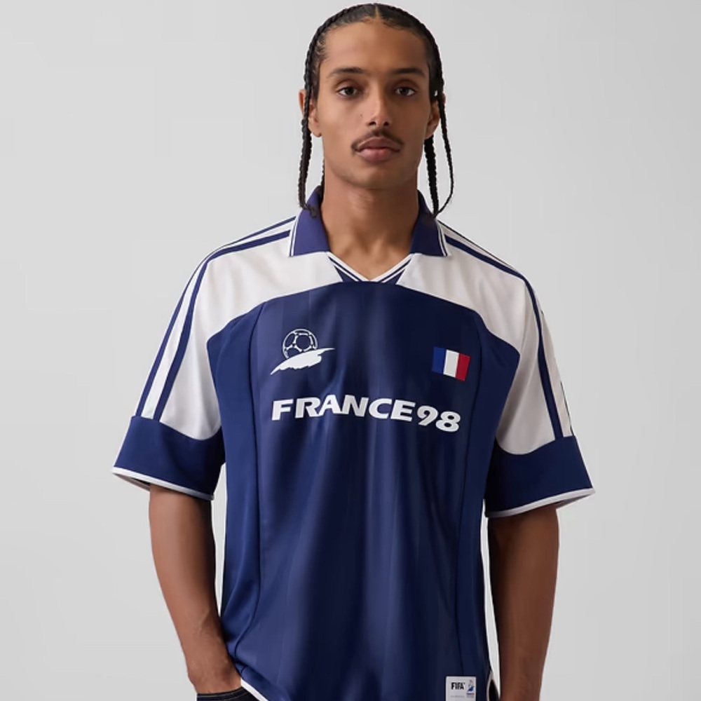 Classic Navy and White France98 Soccer Jersey
